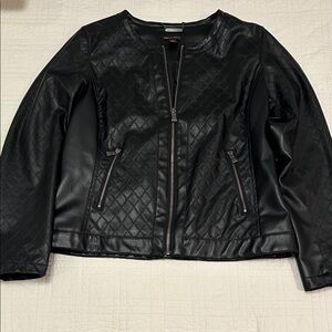 Dana Buchman Black Quilted Faux Leather Jacket. Size S